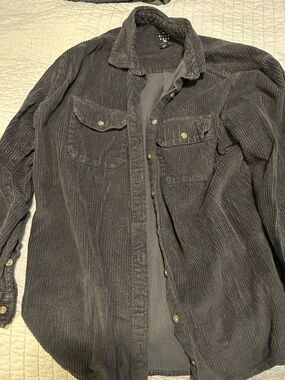Women’s Gray Corduroy Button-Up Jacket